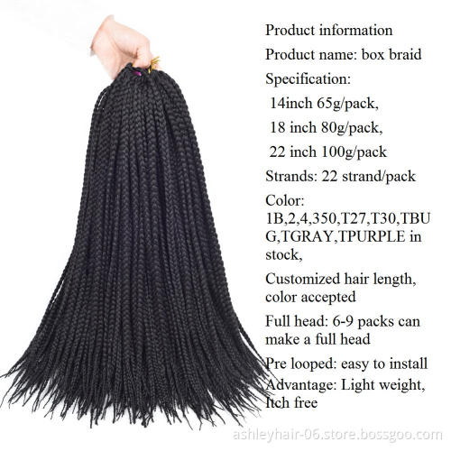 Goddess Ombre Short Single Hair Box Braids Extensions Crochet Synthetic Hair Extension